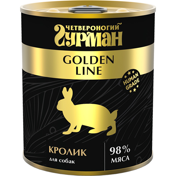 Четвероногий Гурман Корм консервированный для собак Golden кролик в желе, 340 г