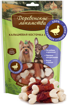 Деревенские лакомства для мини пород Кальциевая косточка с уткой