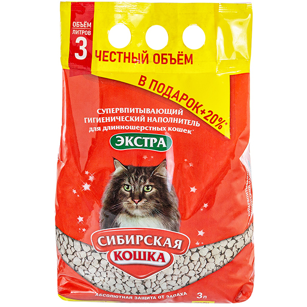 СИБИРСКАЯ КОШКА наполн. 3л ЭКСТРА(д/длиннош) АКЦИЯ +20%