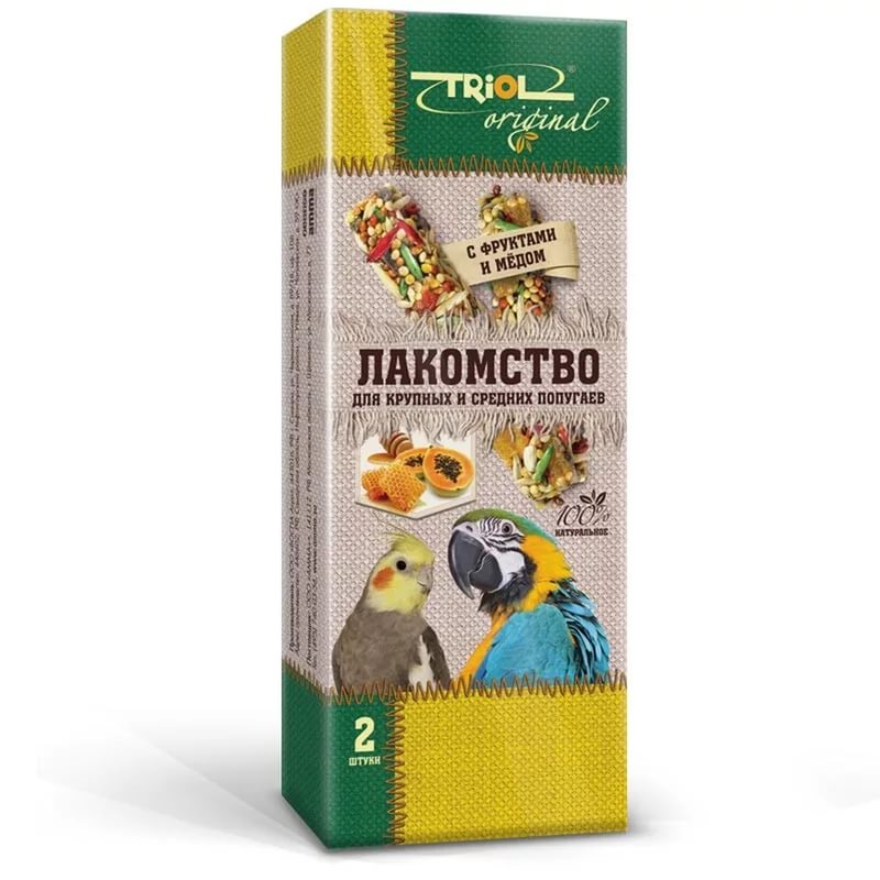Triol Original палочки д/крупных и средних попугаев с фруктами и медом 2шт