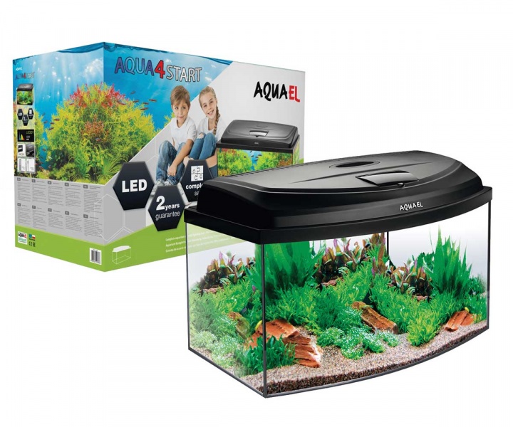 Аквариум Aqua4 FAMILI 80 фигурный 102 л(80х35х40)черный,Фан2,нагр.100Вт,R/FitSunny16W-1 шт