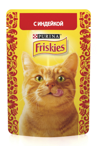 Влажный корм для кошек Friskies с индейкой в подливе , Пауч, 85 г