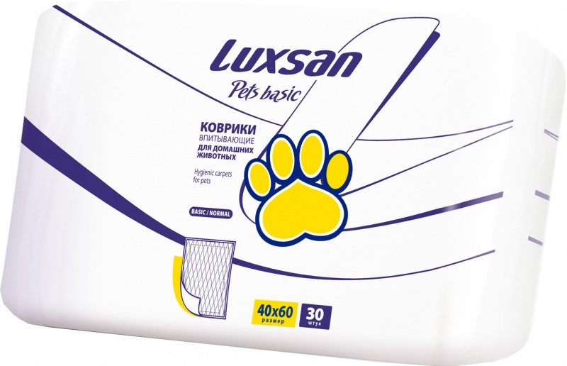 Пеленки Коврики впитывающие LUXSAN BASIC  40*60cм (30шт)