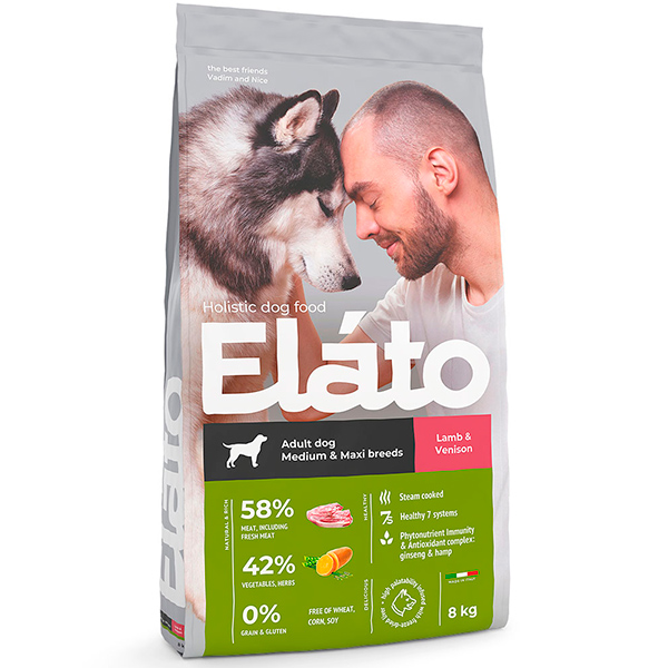 Elato Holistic для собак средних и крупных пород с ягненком и олениной 8кг