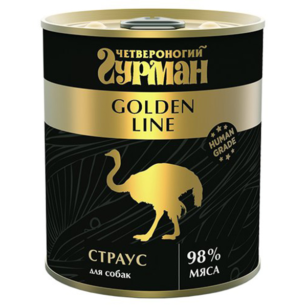 Четвероногий Гурман Корм консервированный для собак Golden Страус в желе, 340 г