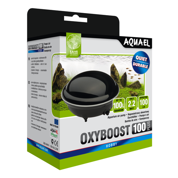 Компрессор AQUAEL OXYBOOST 100 plus для аквариума до 100 л (100 л/ч, 1 канал, нерегулируемый)