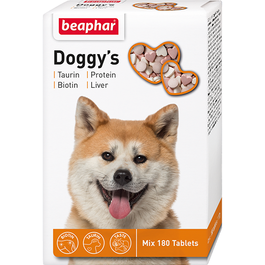 Беафар Кормовая добавка Doggy’s MIX для собак (+ Taurin-Biotin + Protein + Liver) 180 таблеток