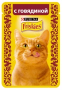 Влажный корм для кошек Friskies с говядиной в подливе , Пауч, 85 г для кошек и котят купить в Новосибирске на сайте зоомагазина Два друга