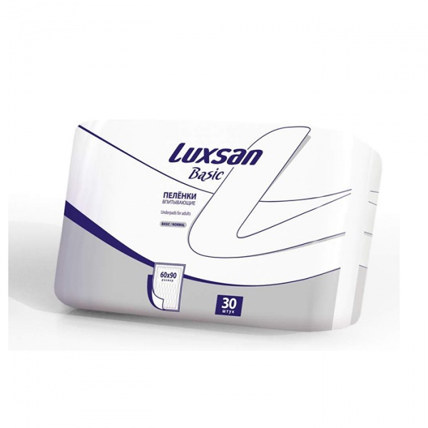 Пеленки Коврики впитывающие LUXSAN BASIC  60*90cм (30шт)