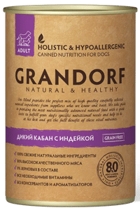 GRANDORF 78 Консервы для собак Wildboar&Turkey (Дикий кабан и Индейка) 400гр.		