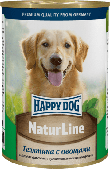 Влажный корм Happy Dog Natur Line для собак любых пород телятина с овощами 410гр