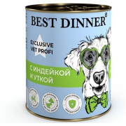 Консервы Best Dinner для собак и щенков при пищевой аллергии, с индейкой и уткой 340г