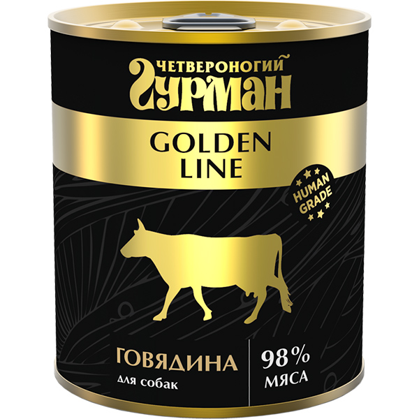 Четвероногий Гурман Корм консервированный для собак Golden Говядина в желе, 340 г