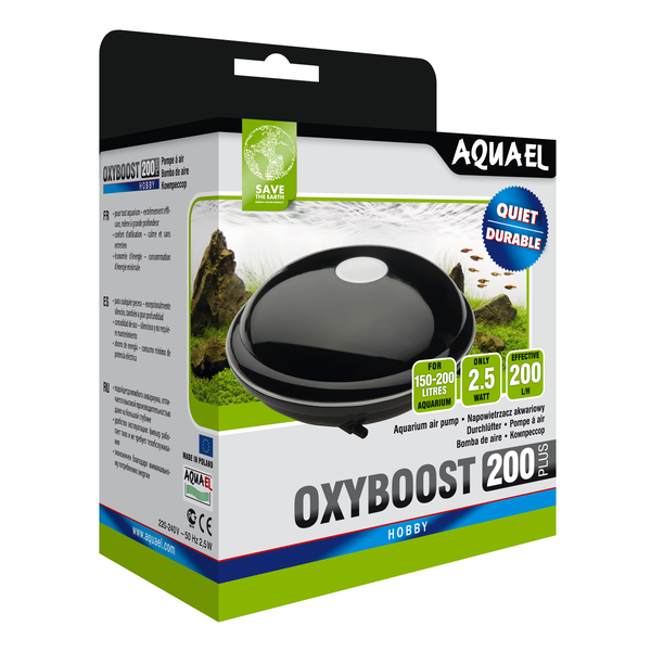 Компрессор AQUAEL OXYBOOST 200 plus для аквариума 150 - 200 л (200 л/ч, 2 канала, нерегулируемый)