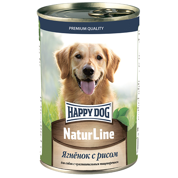 Влажный корм Happy Dog Natur Line для собак любых пород ягненок с индейкой 410гр