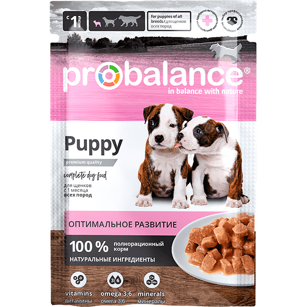 Корм для собак влажный ProBalance Puppy Immuno для щенков, пауч, 85гр