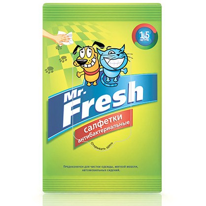 Mr. Fresh Салфетки антибактериальные влажные 15шт