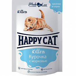 Хэппи Кет пауч для котят Курочка с морковью в соусе (Россия) 85г