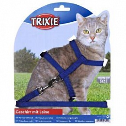 TRIXIE Шлейка с поводком для кошек, 22-42см/10мм