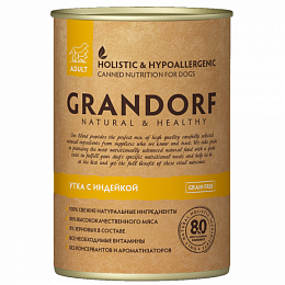 GRANDORF 77 Консервы для собак Duck&Turkey (Утка и Индейка) 400гр.