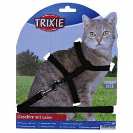 TRIXIE Шлейка с поводком для кошек, 22-42см/10мм