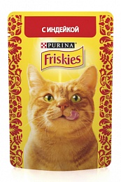 Влажный корм для кошек Friskies с индейкой в подливе , Пауч, 85 г