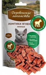 Деревенские лакомства для кошек Ломтики ягненка нежные 45г