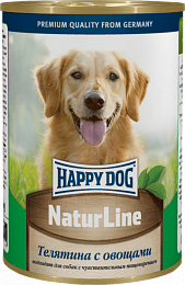 Влажный корм Happy Dog Natur Line для собак любых пород телятина с овощами 410гр