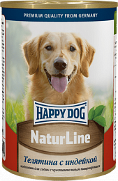 Влажный корм Happy Dog Natur Line для собак любых пород телятина с индейкой 410гр
