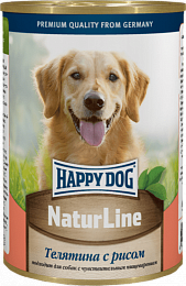 Влажный корм Happy Dog Natur Line для собак любых пород телятина с рисом 410гр