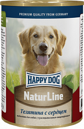 Влажный корм Happy Dog Natur Line для собак любых пород телятина с сердцем 410гр