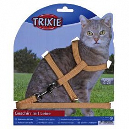 TRIXIE Шлейка с поводком для кошек, 22-42см/10мм